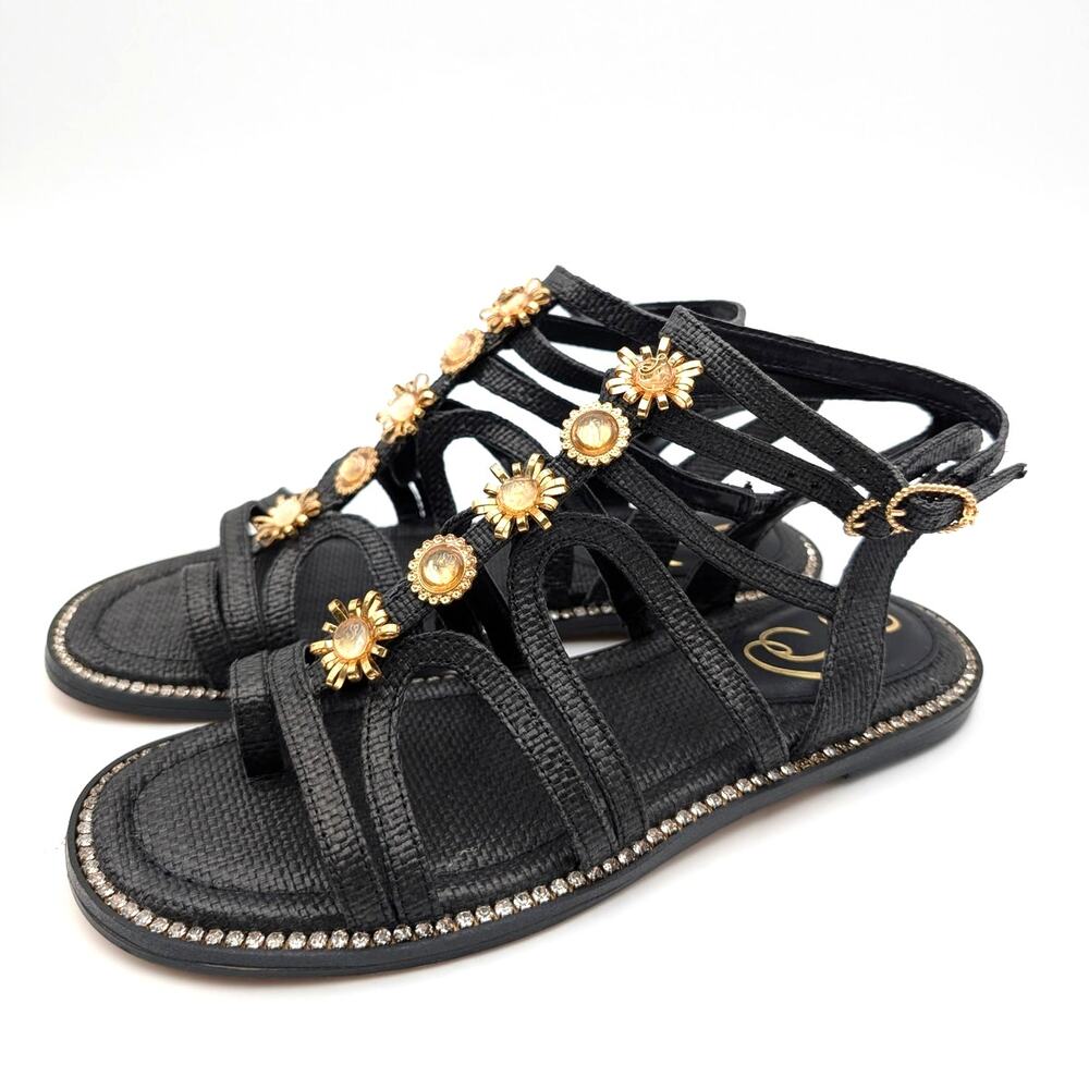 Sam Edelman Tianna Gladiator Sandals Buckle Women's Black Size US7M EU37